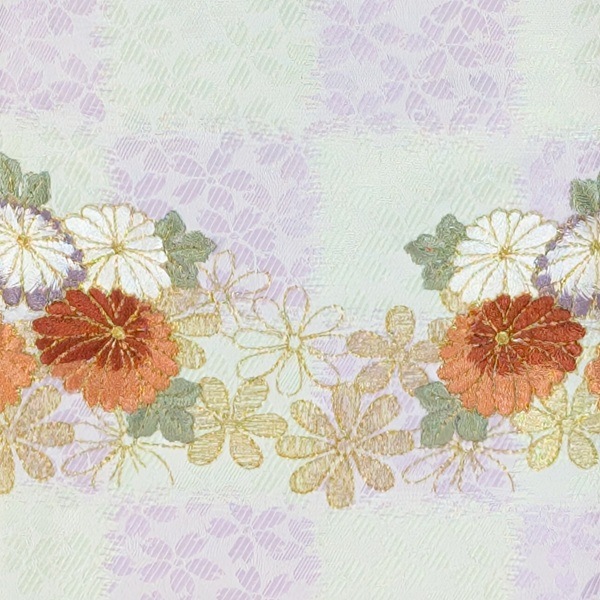 名前旗 家紋入り 桜市松紋に刺繍菊花 135×400