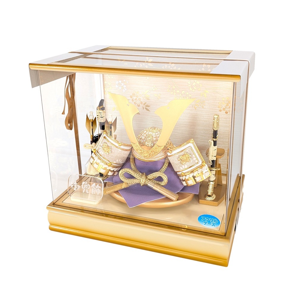 ケース入り 8号白金印伝　中鍬形兜飾り