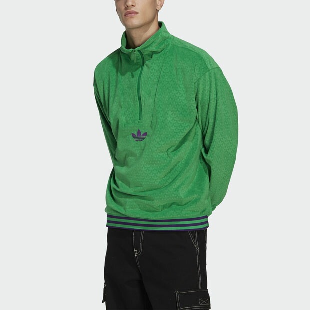 Adicolor Heritage Now ファンネルネック ベロアトップ グリーン