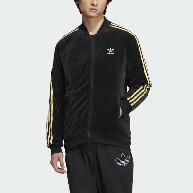 adidas originals ベロアトラックジャケット ブラック ベルベット ベロア トラックジャケット ブラック｜アパレル,ジャージ