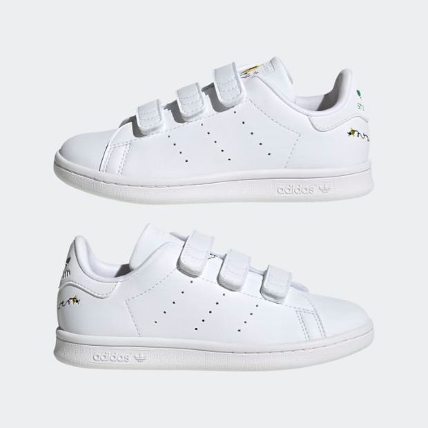 ジュニア キッズ  スタンスミス STAN SMITH CF C  mda74　フットウェアホワイト×グリーン×ショックパープル　|キッズ・ジュニア|シューズ