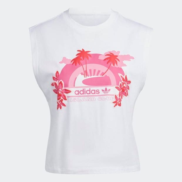 レディース ノースリーブ グラフィックTシャツ ホワイト