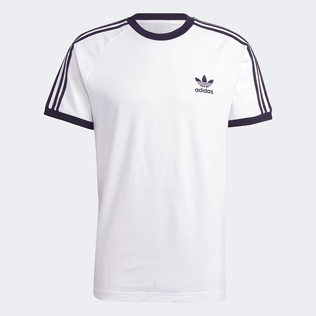 adidas ストライプ Tシャツ ホワイト/ネイビー アディカラー クラシックス スリーストライプス Tシャツ