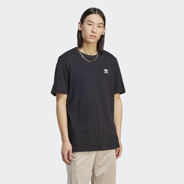 トレフォイル エッセンシャルズ 半袖Tシャツ ブラック×ホワイト