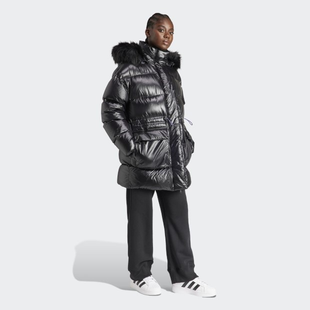 Adidas ジャケット　黒　ファー ADIDAS] アディダス ファージャケット ブラック