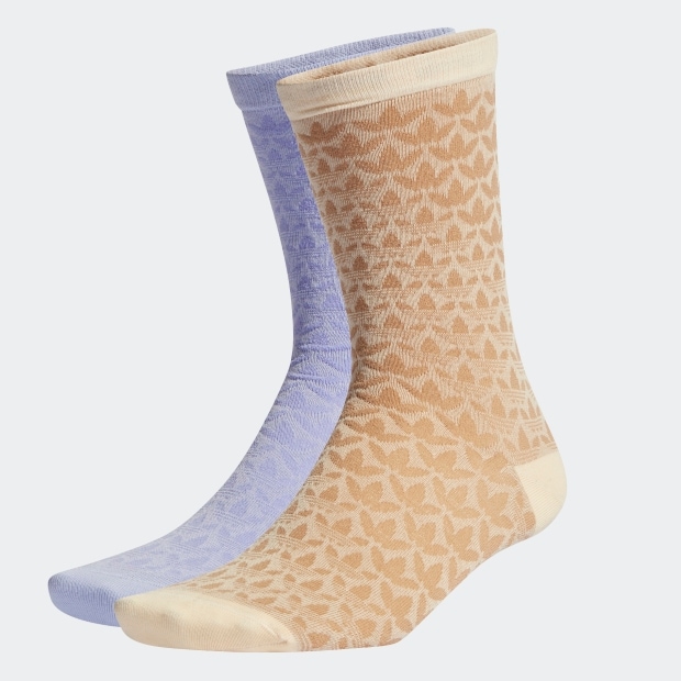 モノグラム クルーソックス 2足組　パープル×ブラウン　