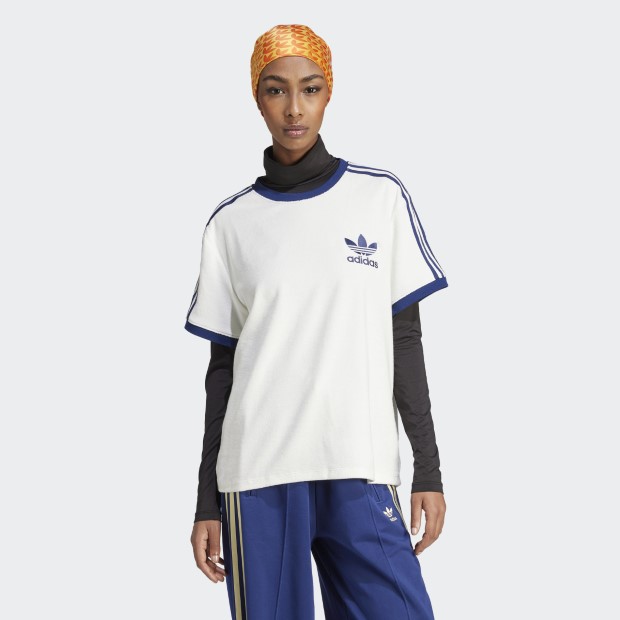 レディース テリー スリーストライプス 半袖Tシャツ オフホワイト