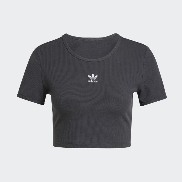 レディース エッセンシャルズ リブ Tシャツ ブラック ｜アパレル