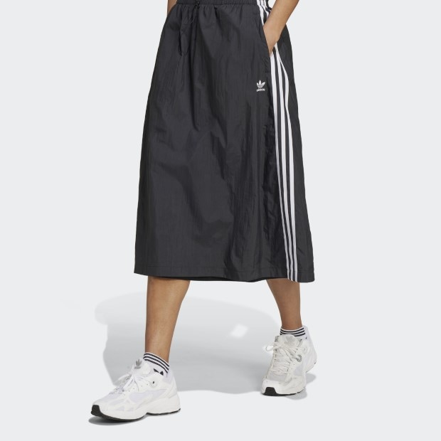 レディース スリーストライプス ロングスカート ブラック