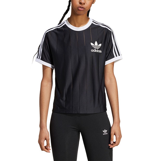 レディース アディカラースリーストライプス ピンストライプ半袖T