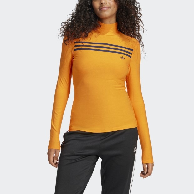 レディース 70S 長袖スリーストライプスTシャツ ユニティオレンジ