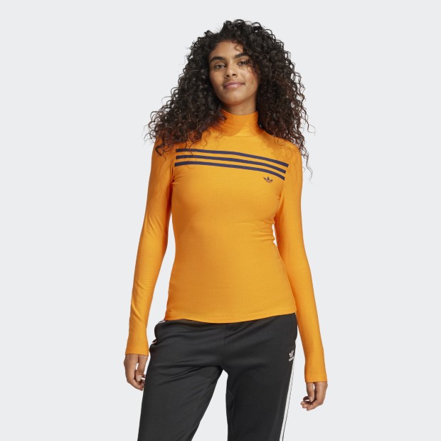 MARTINE ROSE 23AW ストライプ 長袖ポロシャツ オレンジ レディース 70S 長袖スリーストライプスTシャツ ユニティオレンジ