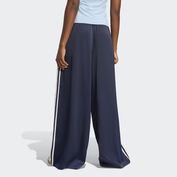 レディース サテン ワイドレッグ トラックパンツ ナイトインディゴ