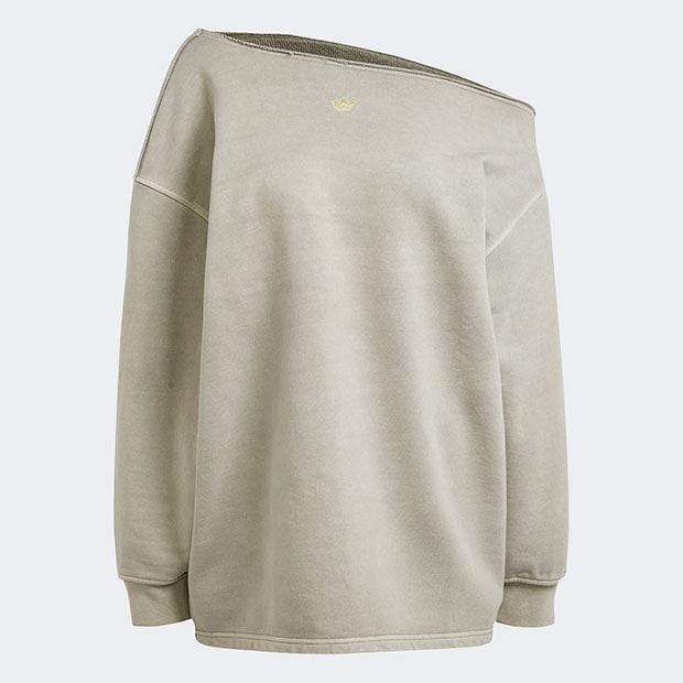 レディース ウォッシュ オフショルダースウェット シルバーペブル