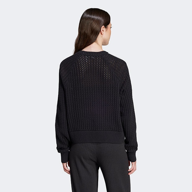 レディース アディカラー ニット クルーネックセーター ブラック