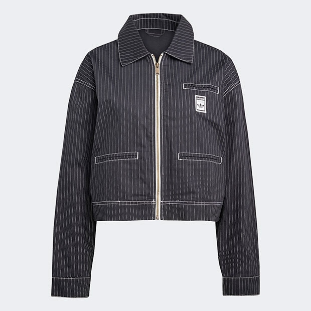 レディース 総柄プリント クロップド ジップジャケット カーボン