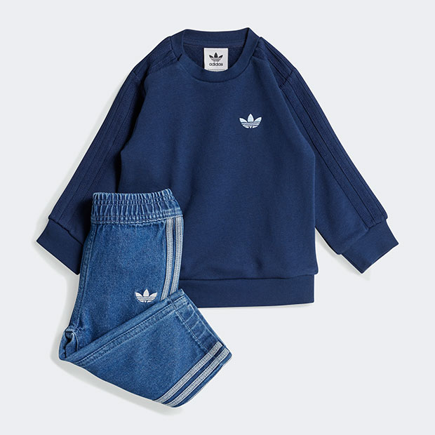 ジュニア デニム クルーセット キッズ ミディアムブルーデニム