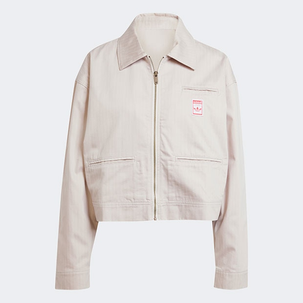 adidas クロップドレザージャケット XS ブラック adidas（アディダス）の「総柄プリント クロップド ジップ