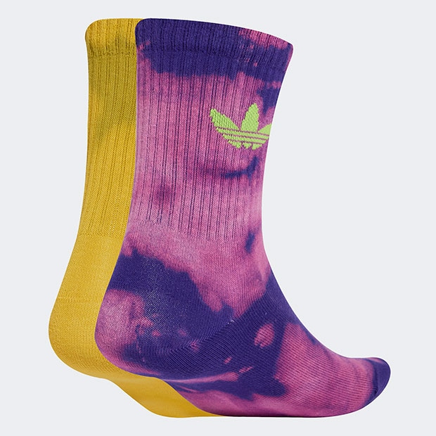 アシッドウォッシュ クルーソックス 2足組 カレッジエイトパープル×ソーラースライム