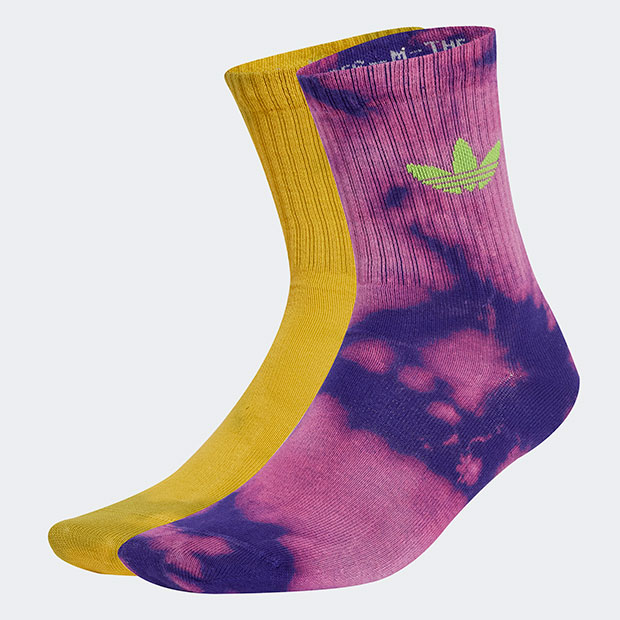 アシッドウォッシュ クルーソックス 2足組 カレッジエイトパープル×ソーラースライム