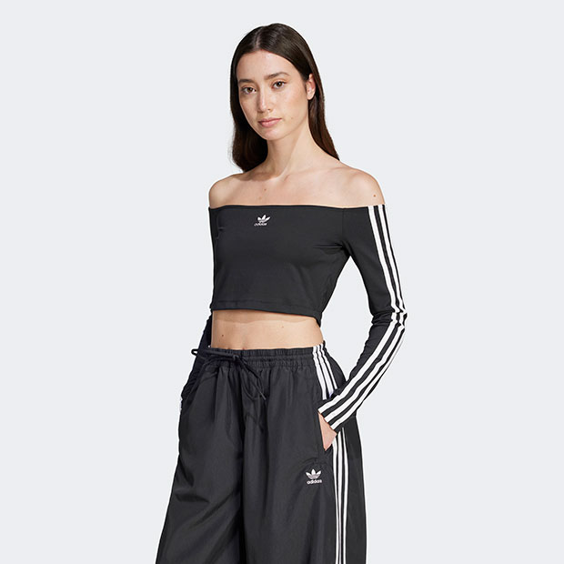 adidas アディダス トップス tシャツ オフショルダー ブラック M adidas tシャツ アディダス オリジナルス オフショルダートップ