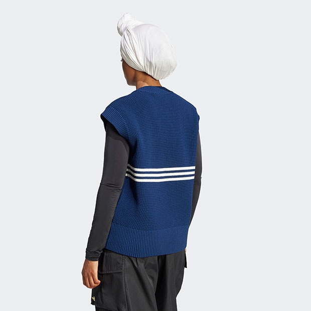 レディース スリーストライプス ニットベスト ナイトインディゴ