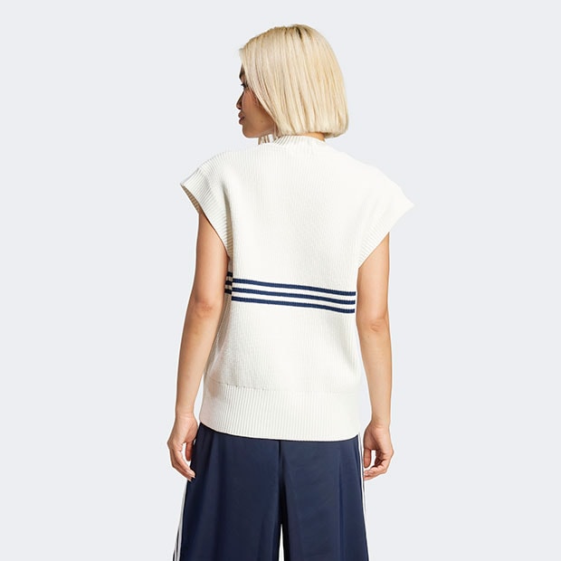 ヴィンテージadidas ベスト Vネック 白 ストライプ ヴィンテージadidas ベスト Vネック 白 ストライプ