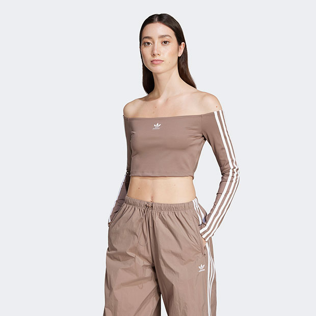 [adidas] オフショルダー 長袖Tシャツ アディカラー オフショルダー 長袖Tシャツ / ロンT / アディダス