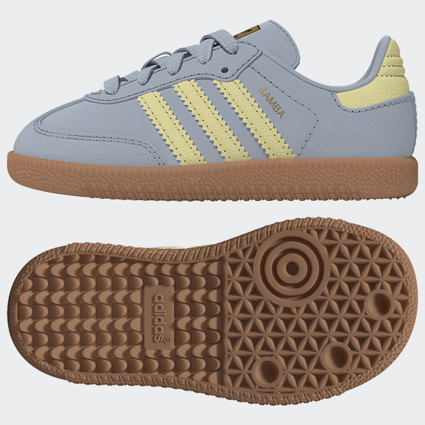 ジュニア キッズ  サンバ OG エラスティックレース SAMBA OG ELASTIC LACE nmr03　ワンダーブルー×パウダーイエロー　