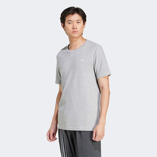 トレフォイル エッセンシャルズ ワッフル半袖Tシャツ ミディアムグレー