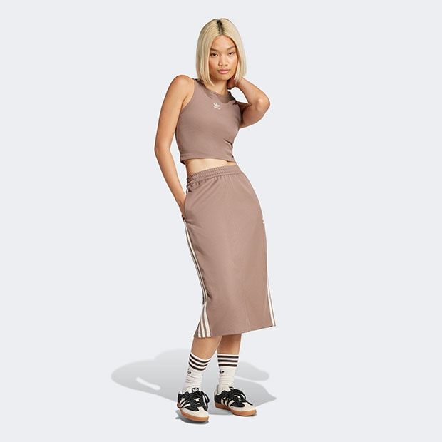 レディース エッセンシャルズ リブ タンクトップ トレースブラウン