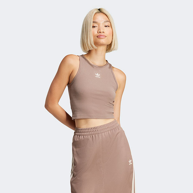 レディース エッセンシャルズ リブ タンクトップ トレースブラウン