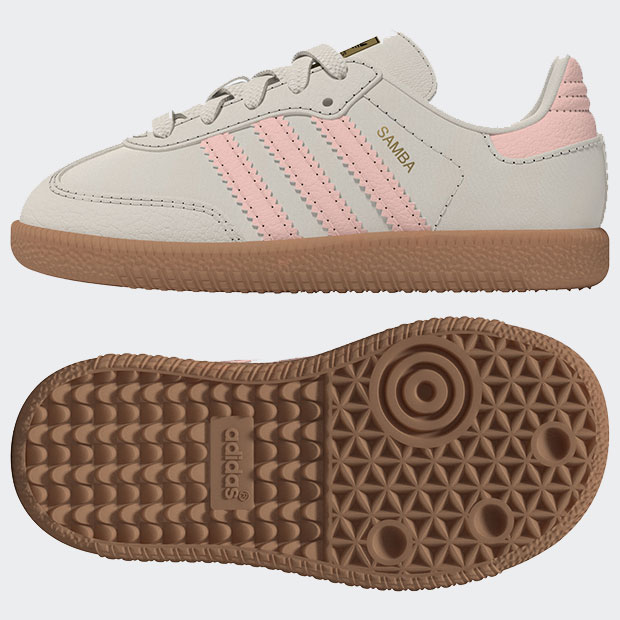 ジュニア キッズ  サンバ OG エラスティックレース SAMBA OG ELASTIC LACE nmr03　ワンダーホワイト×クリアオレンジ　