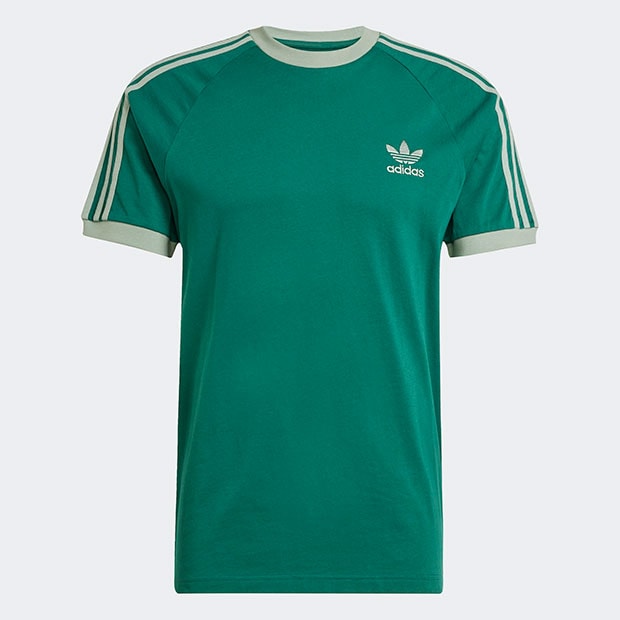 adidas 緑色 幾何学模様 シャツ アディカラー クラシックス スリーストライプス Tシャツ
