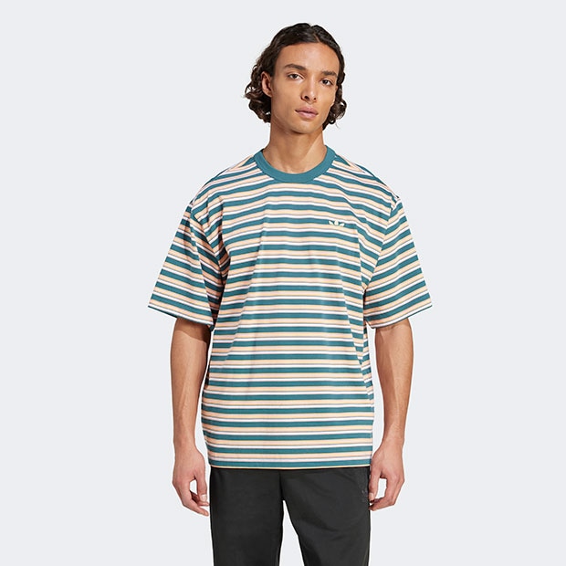 アディダス オリジナルス ストライプ 半袖Tシャツ セミピンクスパーク