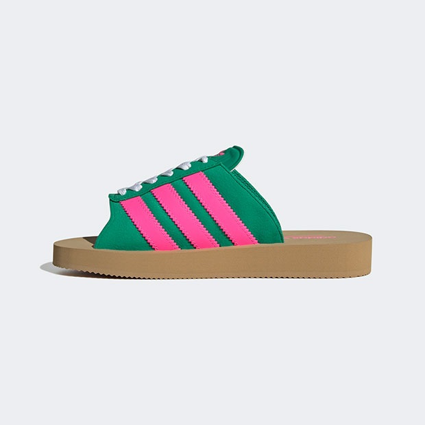 レディース ガゼル ビーチ スライド GAZELLE BEACH SLIDES nqz22　コートグリーン×ルシッドピンク　