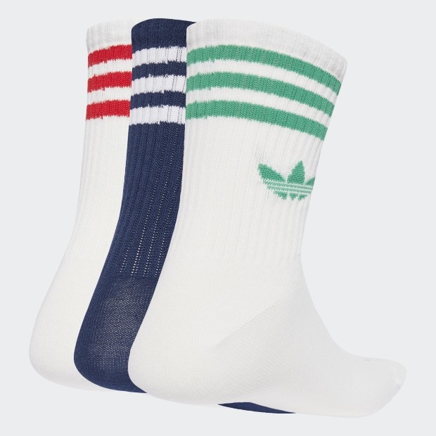 アディカラー スリーストライプス クルーソックス 3足組　マルチカラー　