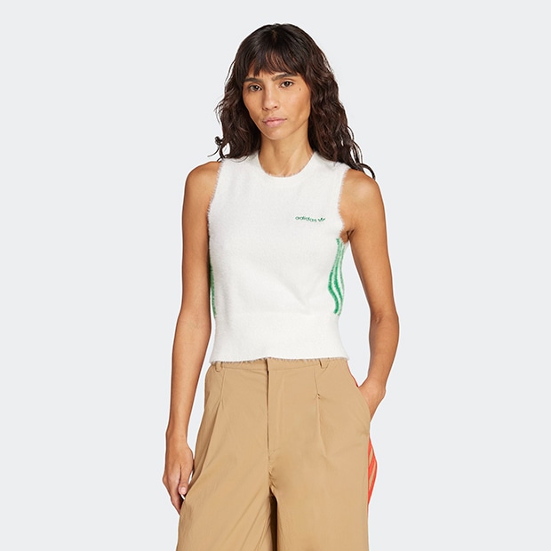 レディース フラッフィー ニットベスト　オフホワイト　