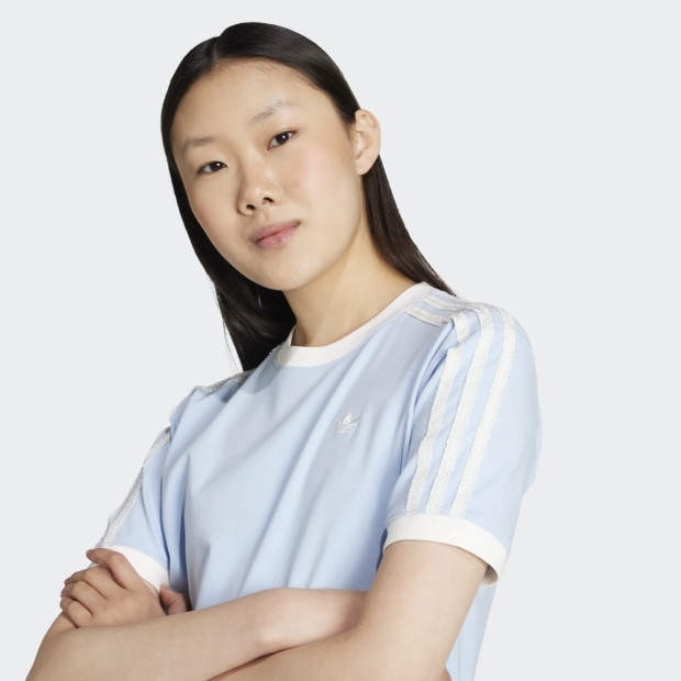 レディース ADIDAS ORIGINALS ラッフル スリーストライプス 半袖T