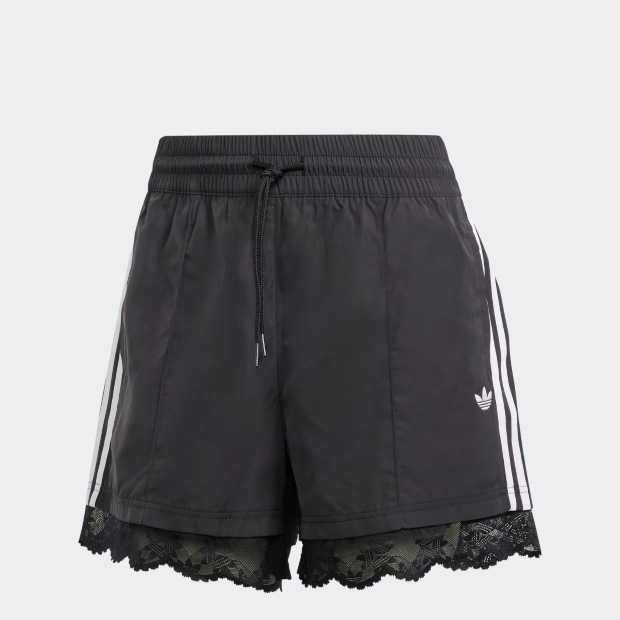 レディース アディカラー レース トリム スリーストライプス ショーツ　ブラック　|レディース・ウィメンズ|アパレル