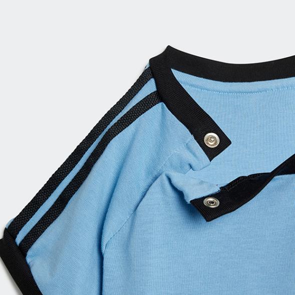 ジュニア ベビー アディカラー スリーストライプス 半袖Tシャツ アッシュブルー