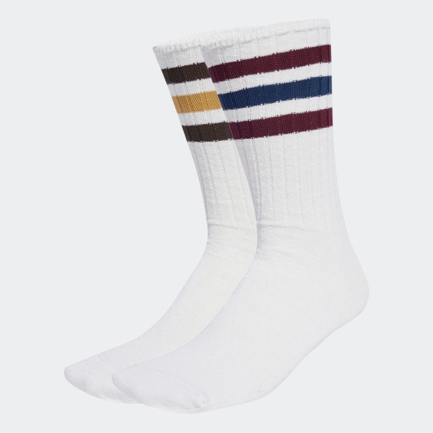 リブ クルーソックス 2足組　ホワイト×マルーン　|ソックス・靴下|アクセサリー