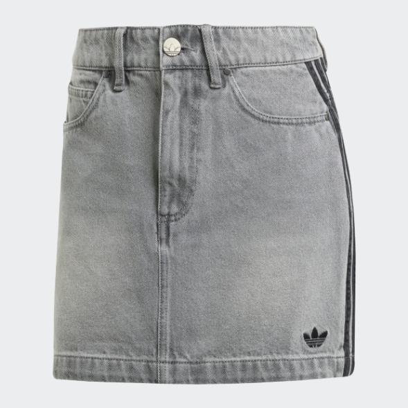 アディダス スリーストライプス デニムミニスカート グレー J/M adidas デニムスカート アディカラー スリーストライプス デニム