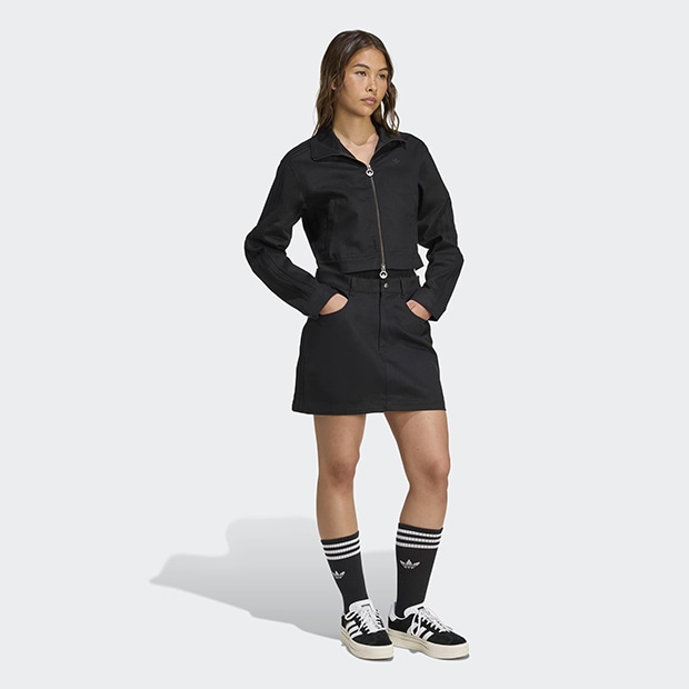 ブラック ジップアップ ウェア レディース ファイヤーバード ツイル クロップ トラックトップ