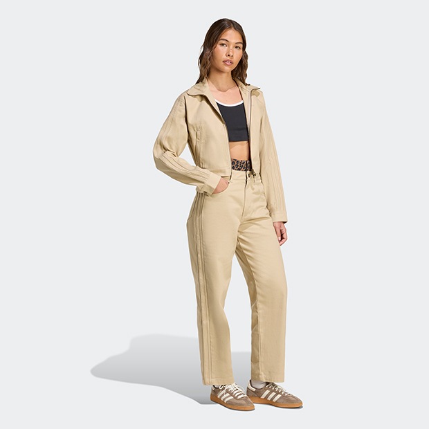 レディース ファイヤーバード ツイル クロップ トラックトップ　ストーンカーキ　