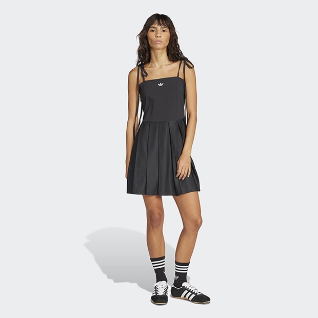 レディース リボン プリーツ ミニ ドレス ブラック｜アパレル