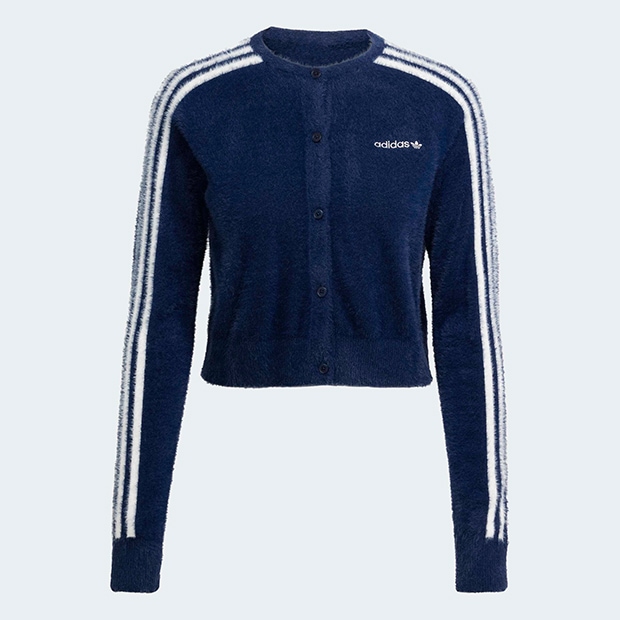 adidas フラッフィーニットカーディガン　MAXサイズ レディース フラッフィー ニットカーディガン ナイトインディゴ