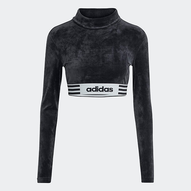 レディース ウィンターライズド 長袖クロップTシャツ　ブラック　