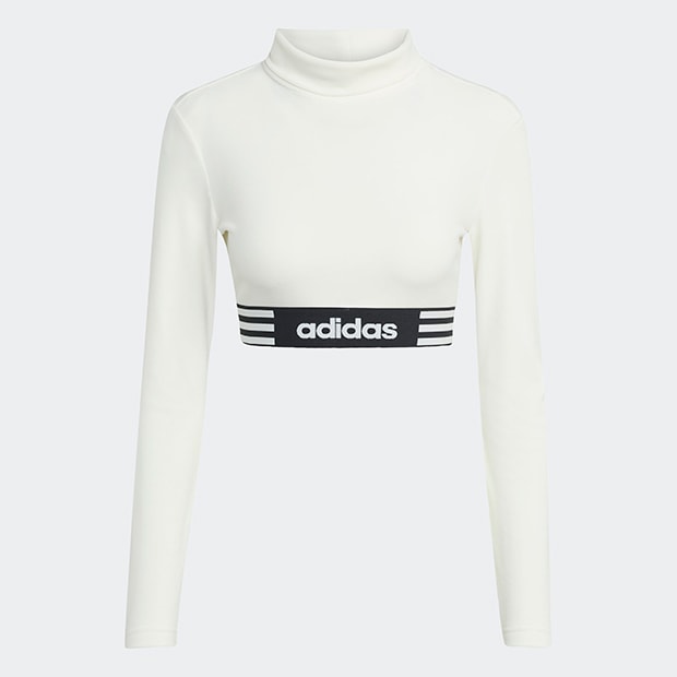 レディース ウィンターライズド 長袖クロップTシャツ オフホワイト