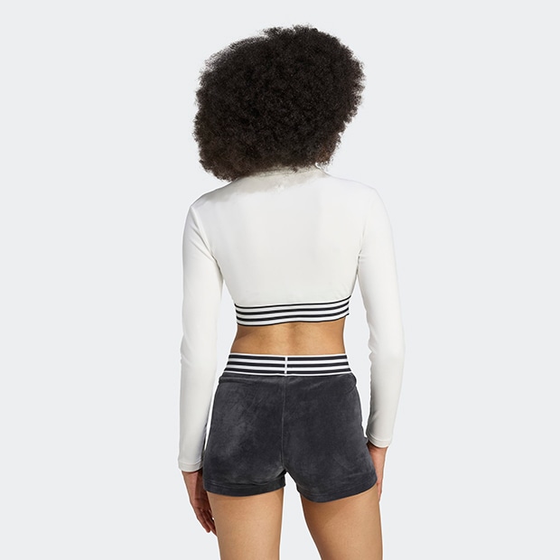 レディース ウィンターライズド 長袖クロップTシャツ オフホワイト